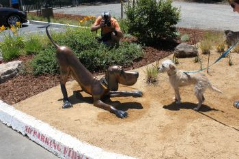 Donated statues add whimsy.