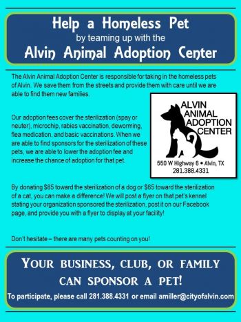 Sponsor a pet today!